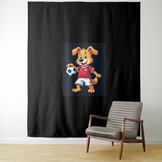 Grappig Dabbing Hond Rusland Voetbal Jersey Russis Wandkleed (In situ)