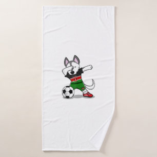 Grappig Dabbing Husky Dog Kenia Football - Keniaan Badhanddoek