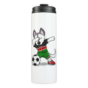 Grappig Dabbing Husky Dog Kenia Football - Keniaan Thermosbeker