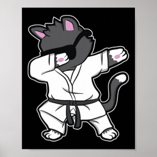 Grappig dabbing karate kat voor karate meisjes poster