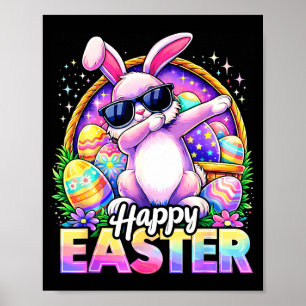 Grappig dabbing konijn happy easter zonnebril mann poster