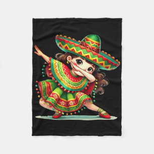 Grappig Dabbing Mexicaanse meisjes Cinco de Mayo P Fleece Deken
