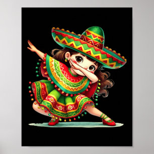 Grappig Dabbing Mexicaanse meisjes Cinco de Mayo P Poster