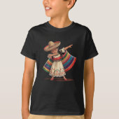 Grappig Dabbing Mexicaanse Poncho Sombrero Cinco d T-shirt (Voorkant)
