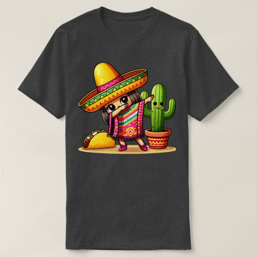 Grappig Dabbing Mexicaanse Poncho Sombrero meisje  T-shirt (Design voorkant)