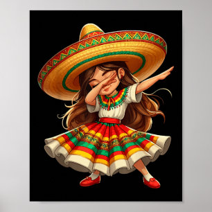 Grappig Dabbing Mexicaanse Sombrero Cinco de Mayo Poster