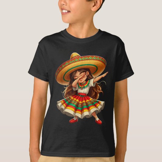 Grappig Dabbing Mexicaanse Sombrero Cinco de Mayo T-shirt (Voorkant)