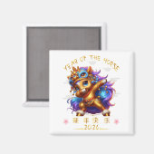 Grappig Dabbing Paard Chinese Zodiac Jaar van het Magneet (Voorkant / Achterkant)