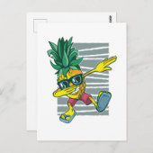 Grappig Dabbing Pineapple Cartoon Tiener Graphics Briefkaart (Voorkant / Achterkant)