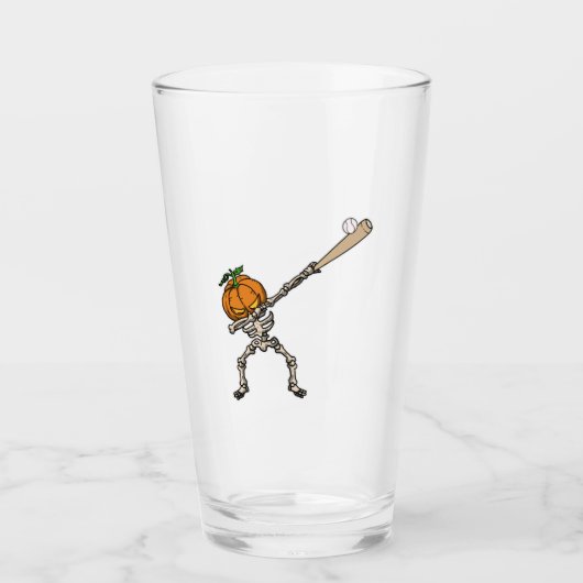 Grappig Dabbing Pompoen Hoofd Honkbal Cadeau Idee Glas (Voorkant)