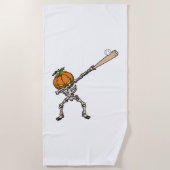 Grappig Dabbing Pompoen Hoofd Honkbal Cadeau Idee Strandlaken (Voorkant)