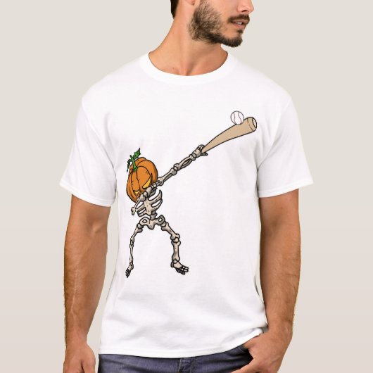 Grappig Dabbing Pompoen Hoofd Honkbal Cadeau Idee T-shirt (Voorkant)