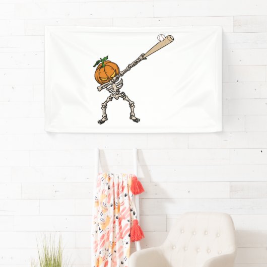 Grappig Dabbing Pompoen Hoofd Honkbal Gift Idee Spandoek (Insitu)