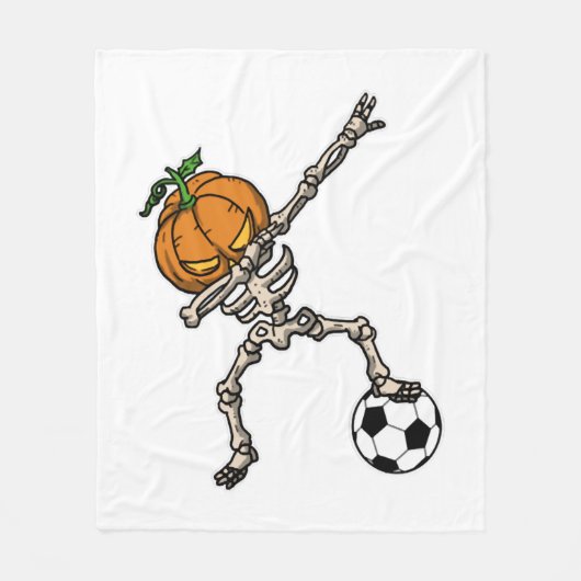 Grappig Dabbing Pompoen Hoofd Voetbal Cadeau Idee Fleece Deken (Voorkant)