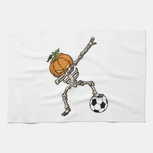 Grappig Dabbing Pompoen Hoofd Voetbal Cadeau Idee Theedoek