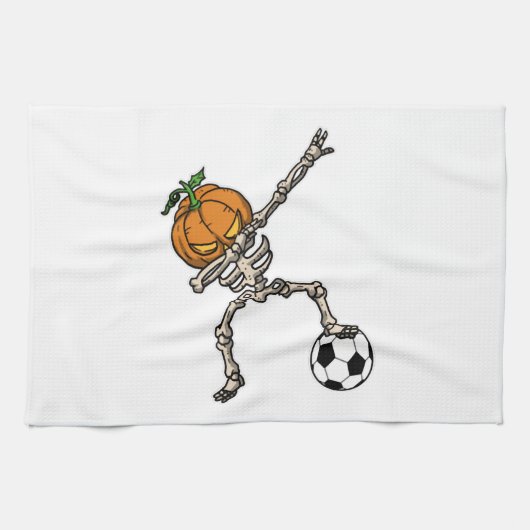 Grappig Dabbing Pompoen Hoofd Voetbal Cadeau Idee Theedoek (Horizontaal)