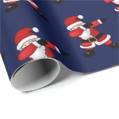 Grappig Dabbing Santa Claus op Navy Achtergrond Cadeaupapier (Rol Hoek)