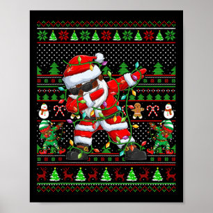 Grappig Dabbing Santa Xmas Lights Ugly Christmas S Poster