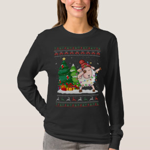 Grappig Dabbing Schaap Lover Santa Hat Lelijke Ker T-shirt