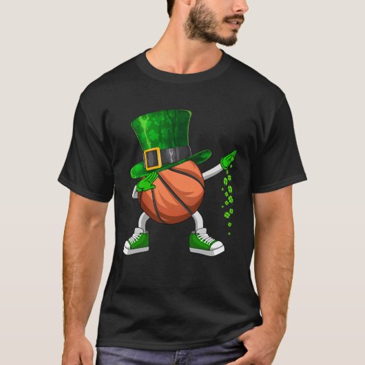 Grappig Dabbing Shamrock Basketball St Patrick's D T-shirt (Voorkant)
