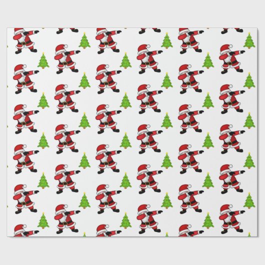 Grappig Dabbing Sinterklaas op Witte Achtergrond Cadeaupapier (Vlak)