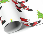 Grappig Dabbing Sinterklaas op Witte Achtergrond Cadeaupapier (Rol Hoek)