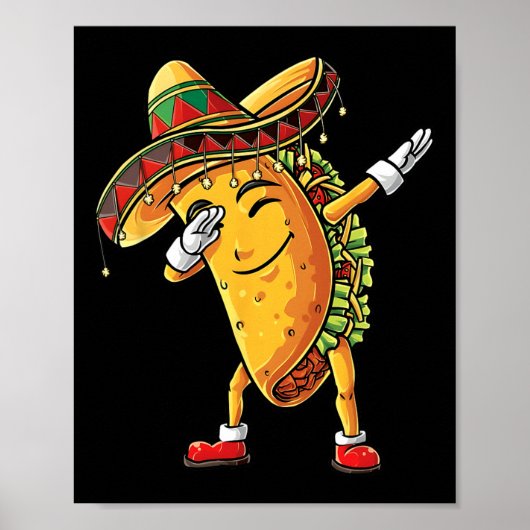 Grappig Dabbing Taco Cinco de Mayo Kind Boy Mannen Poster (Voorkant)