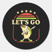 Grappig Dabbing Taco Let's Go Taco 2 Ronde Sticker (Voorkant)