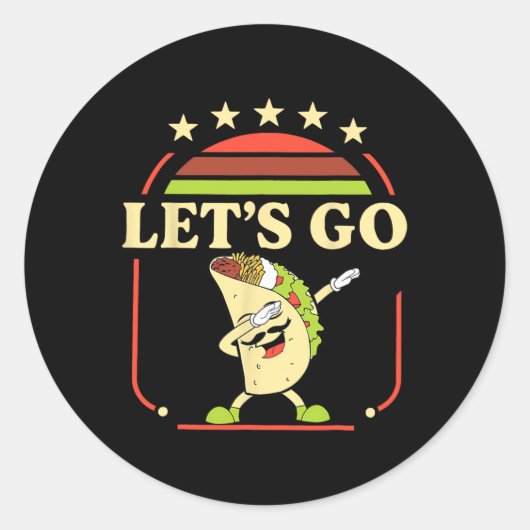 Grappig Dabbing Taco Let's Go Taco 2 Ronde Sticker (Voorkant)