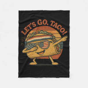 Grappig Dabbing Taco Let's Go Taco 4th of July Man Fleece Deken