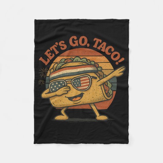 Grappig Dabbing Taco Let's Go Taco 4th of July Man Fleece Deken (Voorkant)