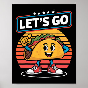 Grappig Dabbing Taco Let's Go Trump Chickens Retro Poster