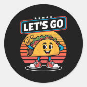 Grappig Dabbing Taco Let's Go Trump Chickens Retro Ronde Sticker (Voorkant)