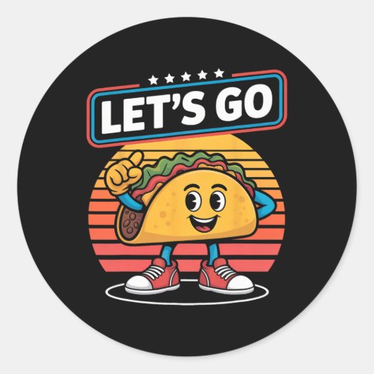 Grappig Dabbing Taco Let's Go Trump Chickens Retro Ronde Sticker (Voorkant)