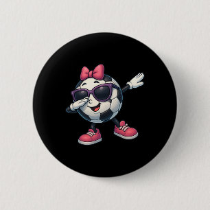 Grappig Dabbing Voetbal Ll Meisje T-shirt Voor Kin Ronde Button 5,7 Cm