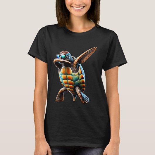 Grappig Dabbing Zee Schildpad Cool Fun Dierenvrien T-shirt (Voorkant)