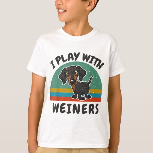 Grappig Dachshund dat ik speel met Weiners voor Do T-shirt (Voorkant)