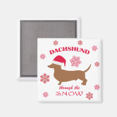 Grappig Dachshund door de sneeuwkersthond Magneet (Voorkant / Achterkant)