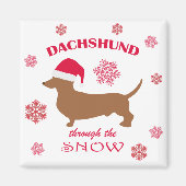 Grappig Dachshund door de sneeuwkersthond Magneet (Voorkant)