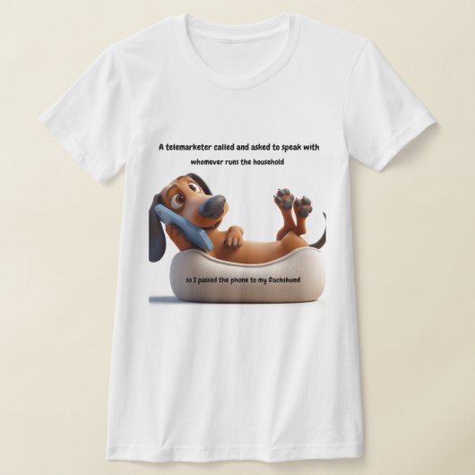 Grappig Dachshund Telemarketer T-shirt (Laagn)