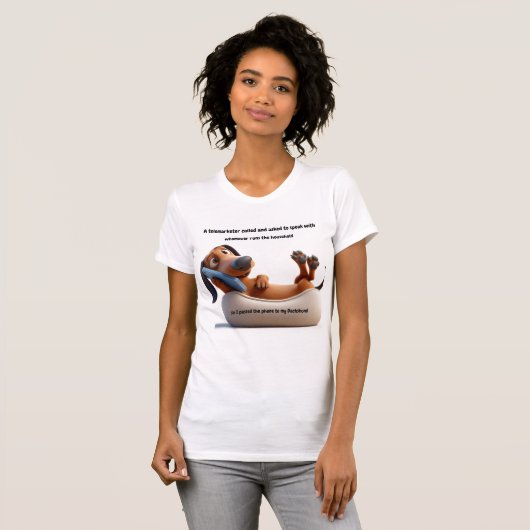 Grappig Dachshund Telemarketer T-shirt (Voorkant volledig)