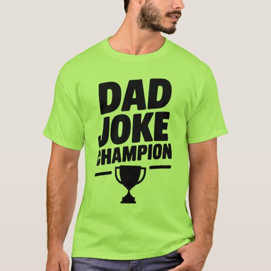 Grappig 'Dad Joke Champion' T-shirt met Trophy Ico (Voorkant)