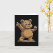 Grappig Dancing Brown Beer voor liefhebbers Kaart (Gele Bloem)