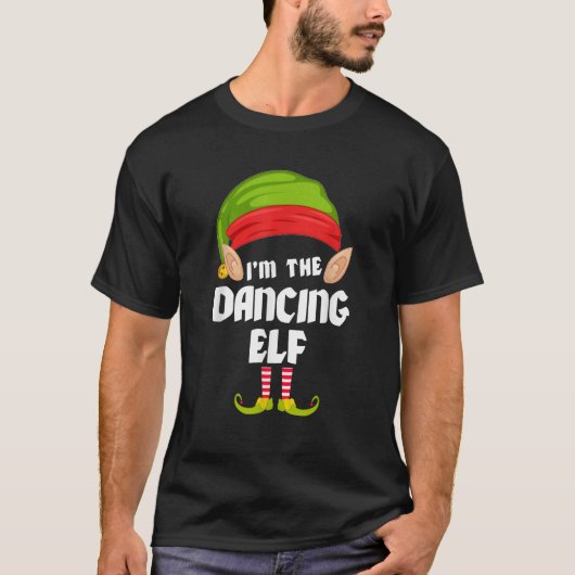 Grappig Dancing Elf Matching Family Group PJ Kerst T-shirt (Voorkant)