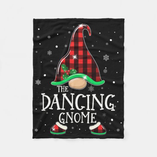 Grappig Dancing Gnome Buffalo Plaid Bijpassende Ke Fleece Deken (Voorkant)