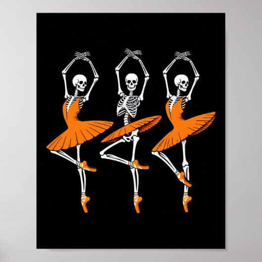 Grappig Dancing Skeleton Ballerina Vrouwen Meisje Poster (Voorkant)
