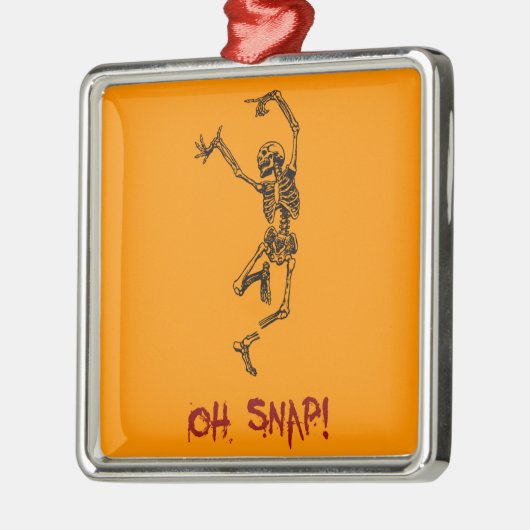 Grappig Dancing Skeleton Oh Snap Metalen Ornament (Links)