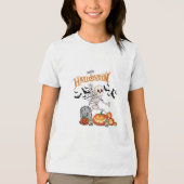 Grappig Dancing Skeleton & Pumpkins Gelukkig Hallo Tri-Blend Shirt (Voorkant)