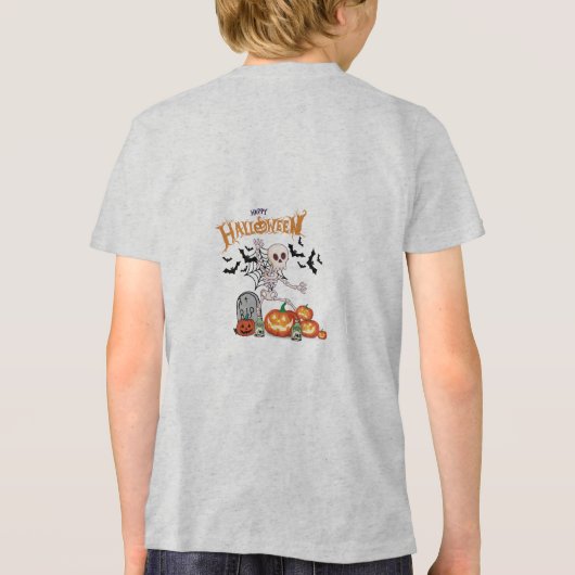 Grappig Dancing Skeleton & Pumpkins Gelukkig Hallo Tri-Blend Shirt (Achterkant)