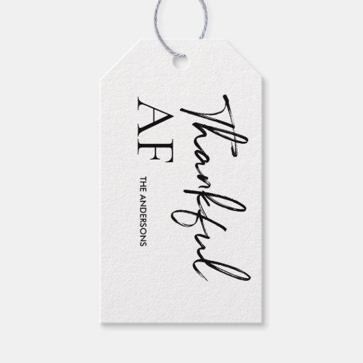 Grappig “Dankbaar AF” | Modern Minimalist Cadeaulabel (Voorkant)